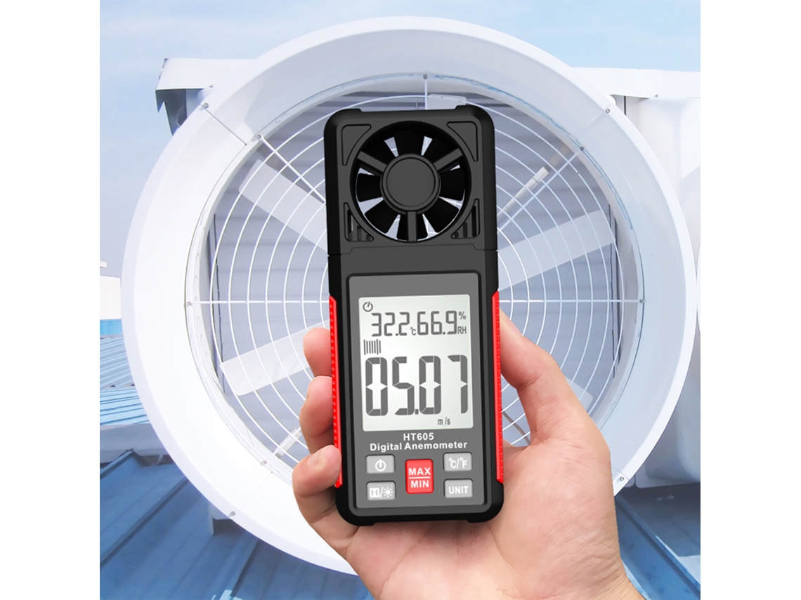Anemómetro Digital Lcd Habotest Ht605 Con Termómetro E Higrómetro - Portátil
