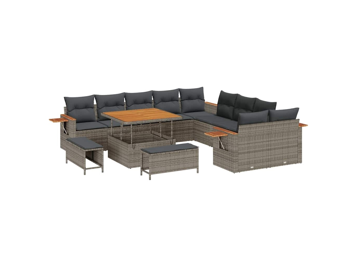Maison Exclusive - Conjunto De Sofás De Jardín Con Cojín 13 Pcs Gris