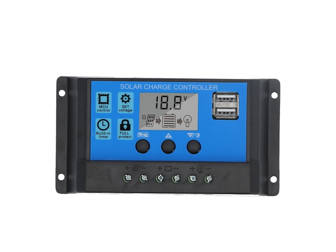 Controlador De Carga Solar Pwm De 10 A, 12 V/24 V, 3 Etapas, Regulador Para Batería Y Panel Solar.