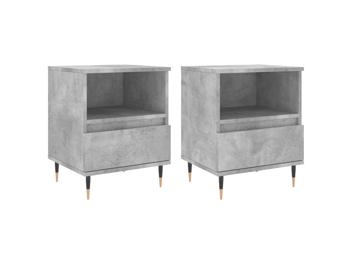 Maison Exclusive - Mesitas Noche 2 Uds Madera Ingeniería Gris Hormigón 40x35x50 Cm
