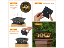 Yncm2026-luces De Poste Solares Tomshine De Luz Blanca Cálida Ip65 Resistente Al Agua Para Poste De Madera 3.5x3.5pulg+ Decoración Exterior (2pack)