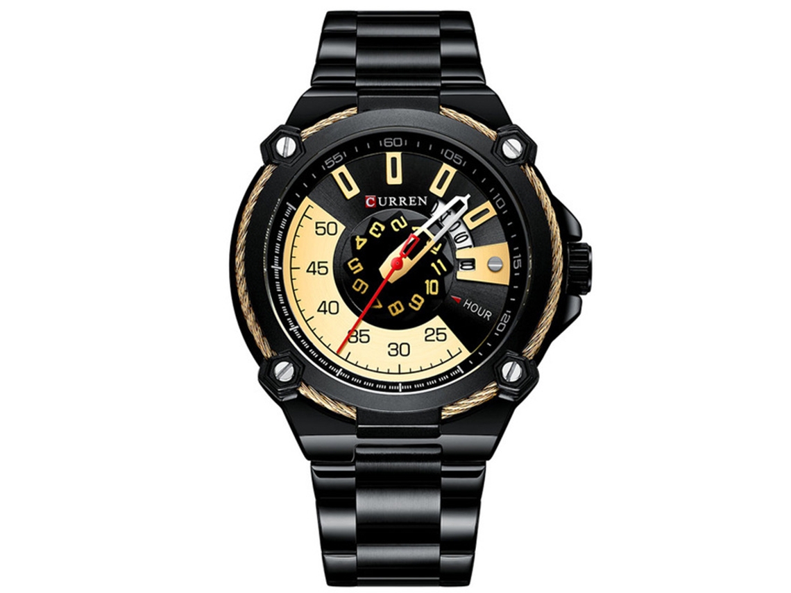 Reloj De Pulsera Impermeable Para Hombre (negro) Con Funciones De Calendario Y Día, Elegante Correa De Acero Inoxidable.