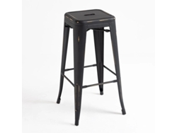 DUDECOR Taburete Leeds Vintage Negro Antiguo