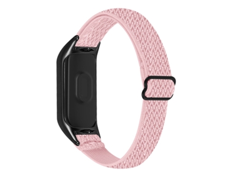 Correa de nailon elásticos trenzados elásticos ajustables con lazo con marco negro para Xiaomi Mi Band 5/6 - rosa