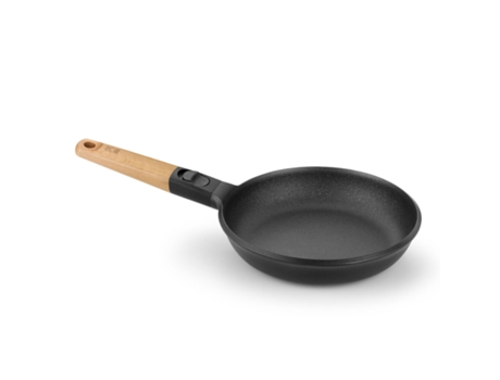 BRA Market - Sartén Antiadherente 20 cm Mango Desmontable en Madera de Haya. Apta Inducción