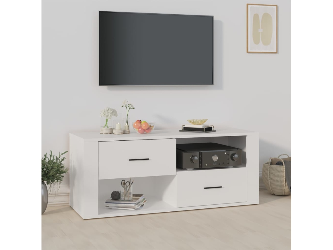 Mueble Tv 100 x 35 x 40 cm Madera Procesada Blanco-Subproductos