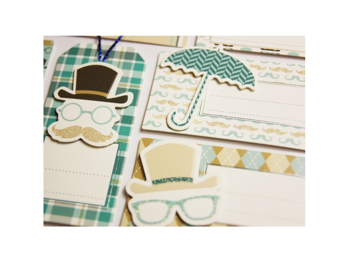 8 Pegatinas GLOBAL GIFT adhesivas - Azul retro - Purpurina