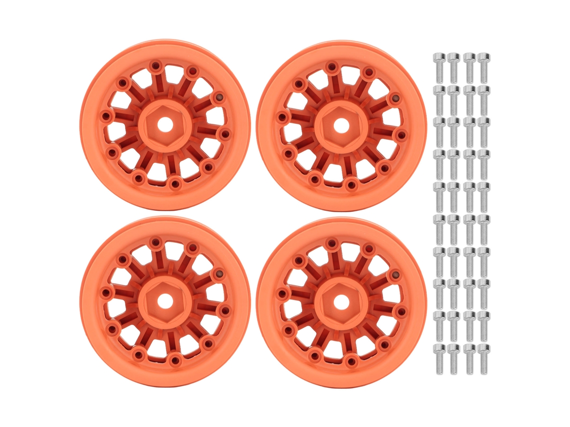 Llanta Beadlock Para Coches Rc 1/10 Axial Scx10 Traxxas, Llanta Naranja De 1,9 Pulgadas.