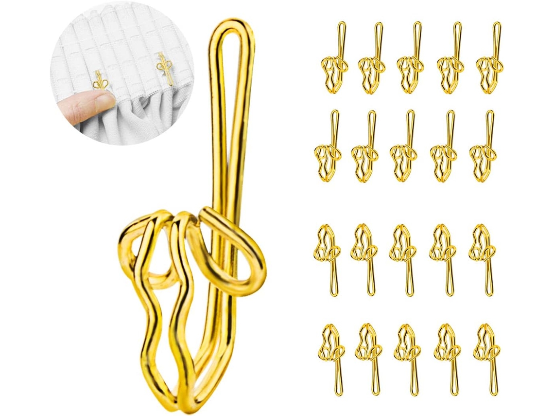 Juego de 100 ganchos dorados para cortinas de ventana, puerta y ducha - Vayotoy