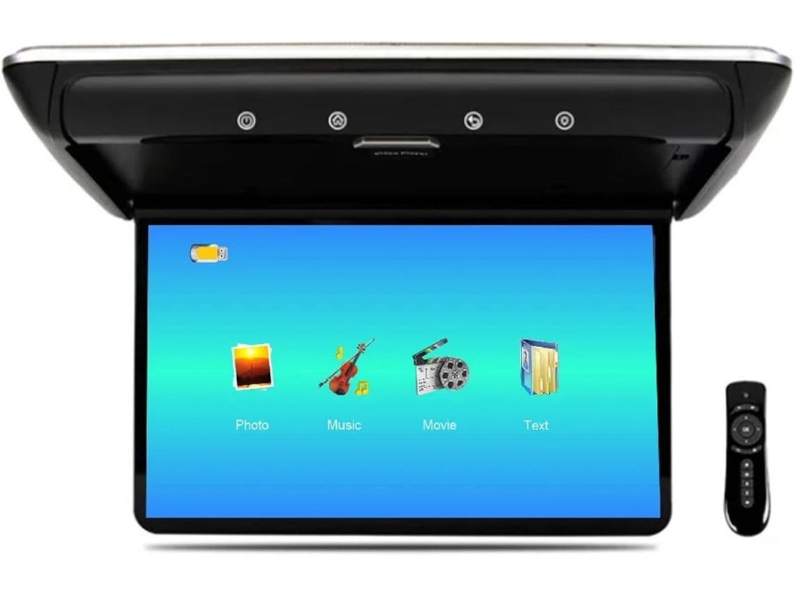 Monitor De Techo Para Coche De 15,6 Pulgadas, Pantalla Abatible 1080p, Reproductor De Vídeo Hd