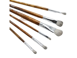 Un Juego De 6 Pinceles De Madera De Cerdas Mixtas Para Pintar Al Óleo, Material De Arte, Juego De Pinceles Para Pintar