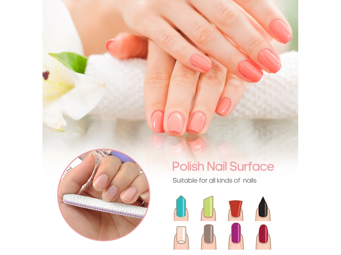 Kit Profesional De 15 Limas De Uñas Dúplex Con Grano 100/180 Y Bloque Pulidor De Esmeril Para Manicura Doméstica Y Profesional.