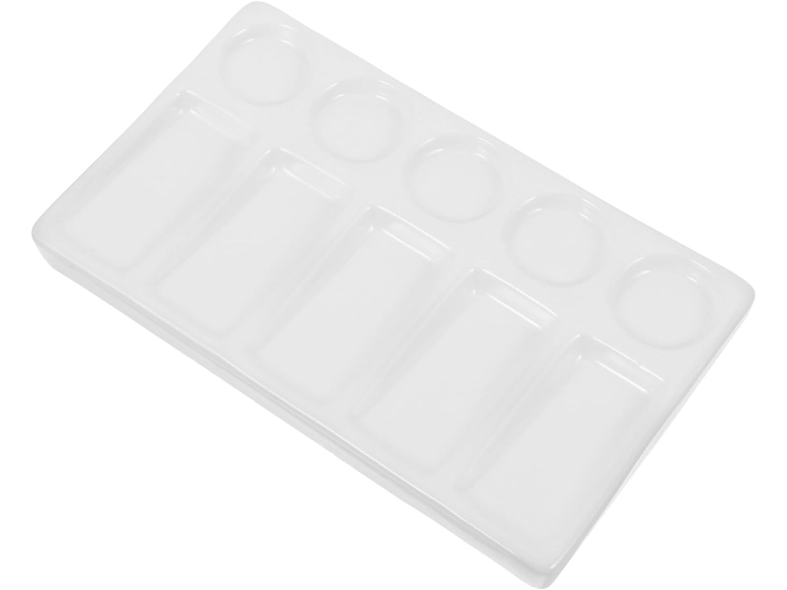 Paleta Rectangular De Plástico Blanco Con 10 Compartimentos Para Acuarela, Pintura Artística Y De Viaje.