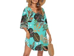 2026-camisola De Playa Para Mujer Con Cuello V Suelto Y Manga 3/4, Vestido Casual De Verano Para Bikini