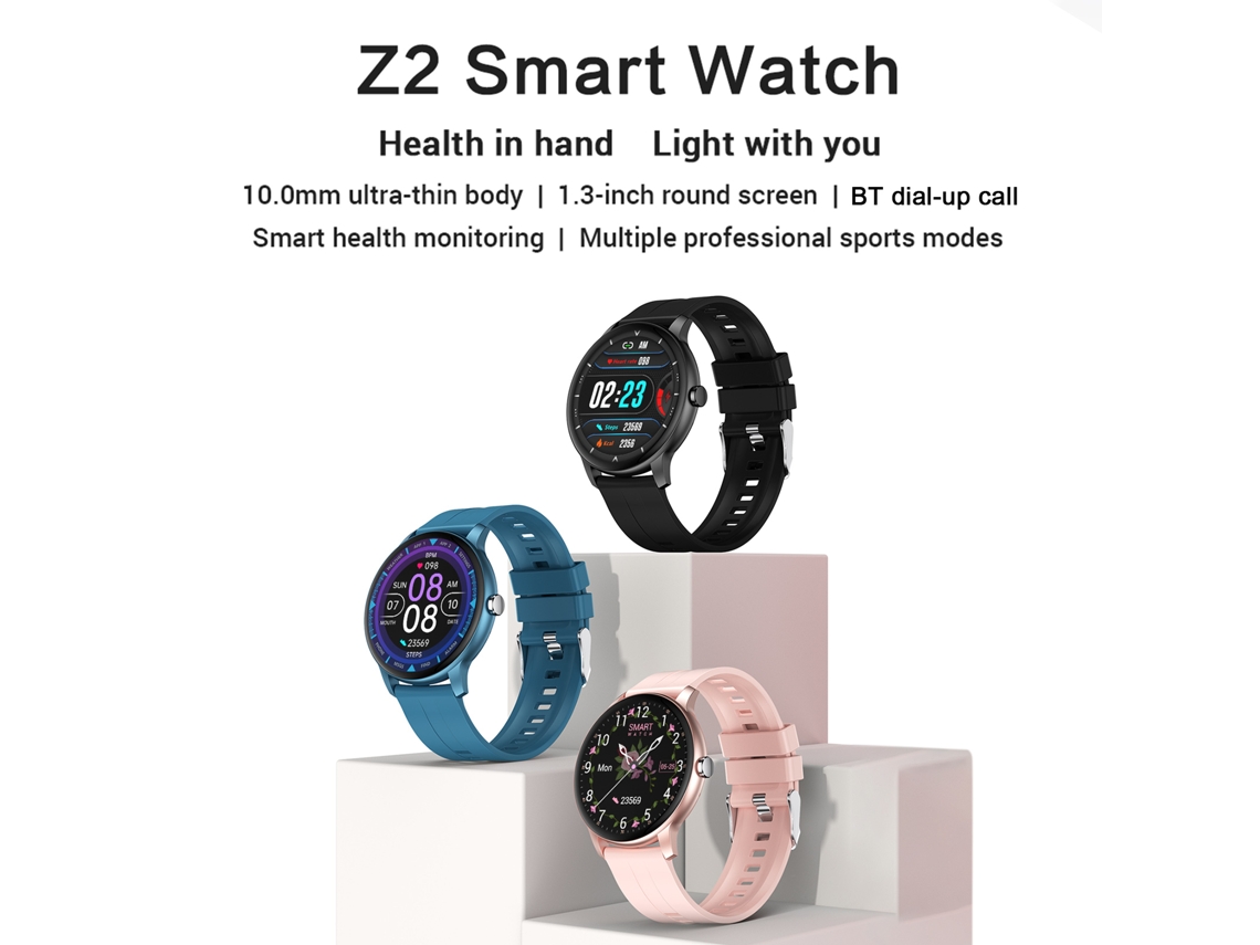 Reloj Inteligente Z2 Con Llamadas Bluetooth, Pantalla Táctil De 1,3", Monitor De Salud Ultrafino, Clasificación Ip67, Compatible Con Android E Ios.