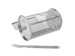 Cesta Giratoria De Acero Inoxidable Para Barbacoa Con Rejilla De Malla Y Tenedor Para Camping Y Vacaciones, 18 Cm.