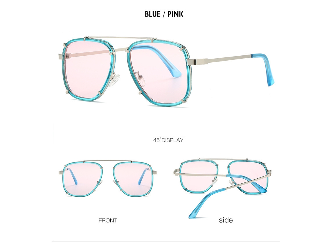 Gafas de sol retro extragrandes para mujer con degradado y protección UV400, gafas de sol punk para hombre, azul y rosa, Crush