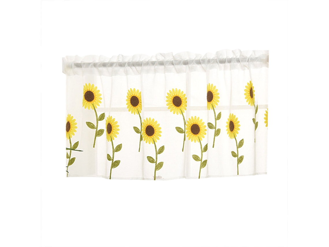 Cortinas de cocina de estilo elegante, cenefas de girasoles de colores vibrantes para baño, sala de estar, decoración rústica vintage, cortinas con
