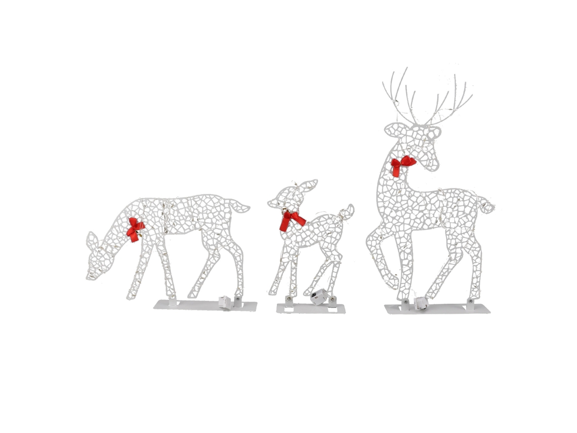 Juego De 3 Ciervos Navideños Iluminados Con Luces Led Blancas Cálidas, Adorno Decorativo De Hierro Para Mesa O Jardín.