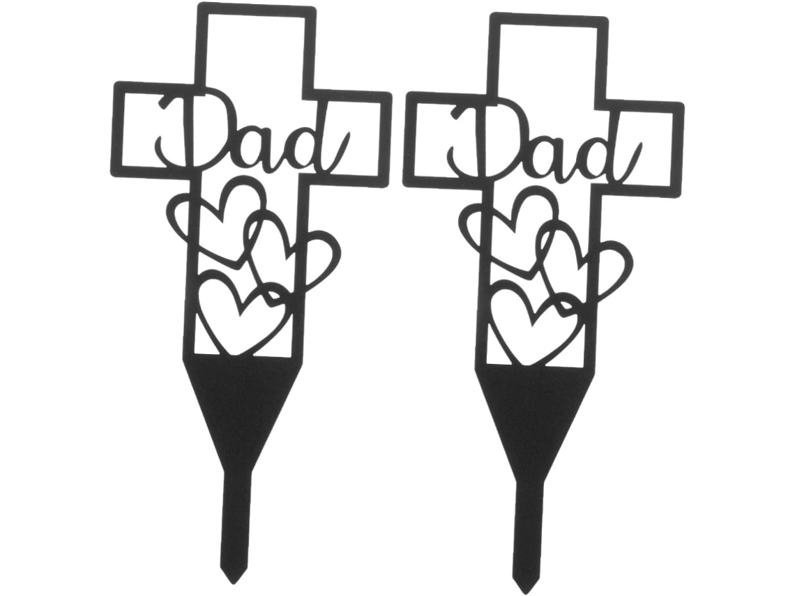 Cruz Conmemorativa De 2 Piezas Para Jardín Y Cementerio: Decoración Duradera Y Elegante.