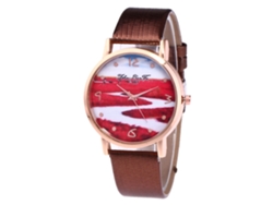 Reloj De Pulsera De Aleación Con Dial Redondo Analógico De Cuarzo Para Mujer Café