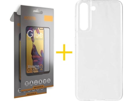 Kit Funda + Protector de Pantalla Samsung Galaxy S21 + Plus ACCETEL Full (Transparente)