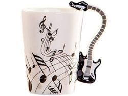 Taza De Cerámica Negra Con Diseño De Guitarra Eléctrica, 250 Ml, Para Café, Té, Leche, Regalo Musical.
