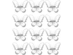 12 Adornos Blanco 3d Clips Metálicos Elegantes Resistentes Deformación Decoración Paredes Manualidades Tul