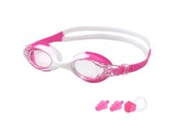 Gafas de natación infantiles, de alta definición, impermeables y antivaho, de silicona, color rosa y blanco.