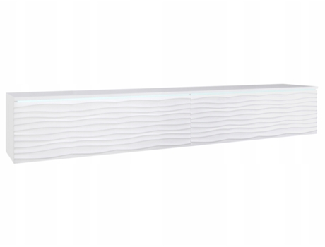 Mueble TV Lowboard D180 Blanco/Ondulado Blanco, Número de puertas: 2 (180x30x31 cm)