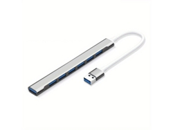 Hub Usb-a 7 Puertos Plata Multi Adaptador Usb 3.0 Duradero Alta Compatibilidad Expansor Plug And Play Para Pc Y Escritorio
