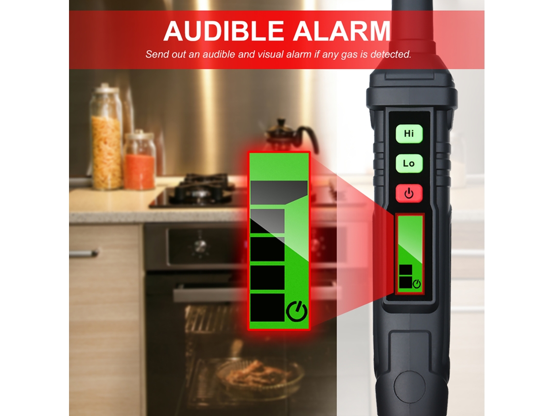Detector Portátil De Fugas De Gas Habotest Con Alarma Sonora Y Visual Para Gases Combustibles: Propano, Metano Y Gas Natural.