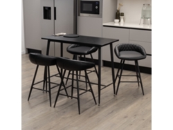 Conjunto de mesa de bar Edward con 4 taburetes altos Pollok Mog Casa 110x50x90 cm negro PU