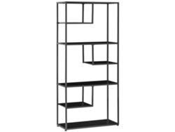 Librería de 7 baldas con estructura de acero, estilo industrial, 180 cm, negra.