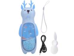 Ventilador portátil recargable USB con forma de animalito, luz y arena en movimiento - Azul