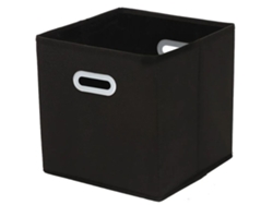 Cesta Organizadora Cúbica De Tela Negra Con Dos Asas Plegables Para Guardar Juguetes Y Ropa.