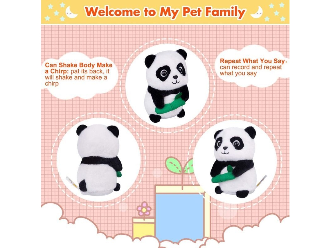 Peluche Interactivo De Un Panda Parlante Que Repite Lo Que Dices, De Aproximadamente 16 Cm.
