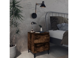 Mesas Cabeceira LOVELY HOME Mesinha Pernas Metal 2 Pcs 40X35X50 Cm Carv. Fumado