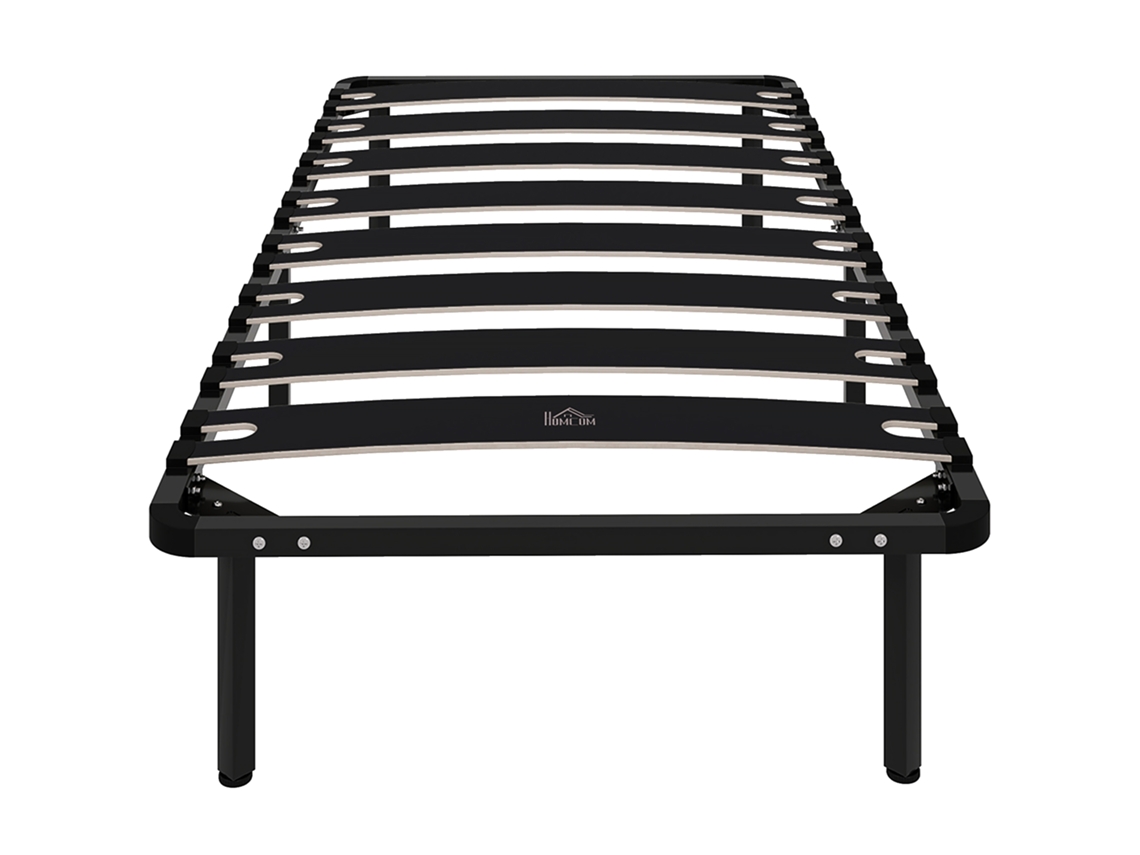 Cama 90x190 Aço Ripas Armazenamento 350kg Preta