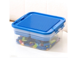 Caja Apilable Para Bloques (1 Ud.). Tapa Con Base De Montaje, Almacena Piezas De Construcción.