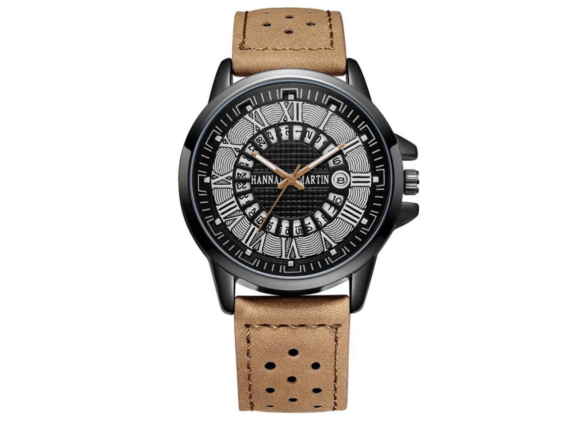Reloj Deportivo Con Calendario Hannah Martin Pulsera Transpirable Cuarzo Marrón Claro