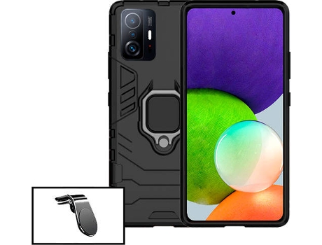 Kit Soporte Magnético L Safe Driving Coche y Funda 3X1 Military Defender Xiaomi Mi 11T Pro PHONECARE Negro