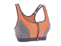 Top De Yoga Para Mujer Con Cremallera, Elástico, Sin Aros, Acolchado, Soporte De Impacto Medio, Naranja, Talla L