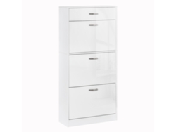 Zapatero con 3 puertas batientes y cajón deslizante, 135 cm, blanco