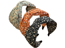 Gomas Para El Cabello De 3 Bandas, Tejido Estampado Mixto Con Detalle De Nudo, Moda Para Adultos.