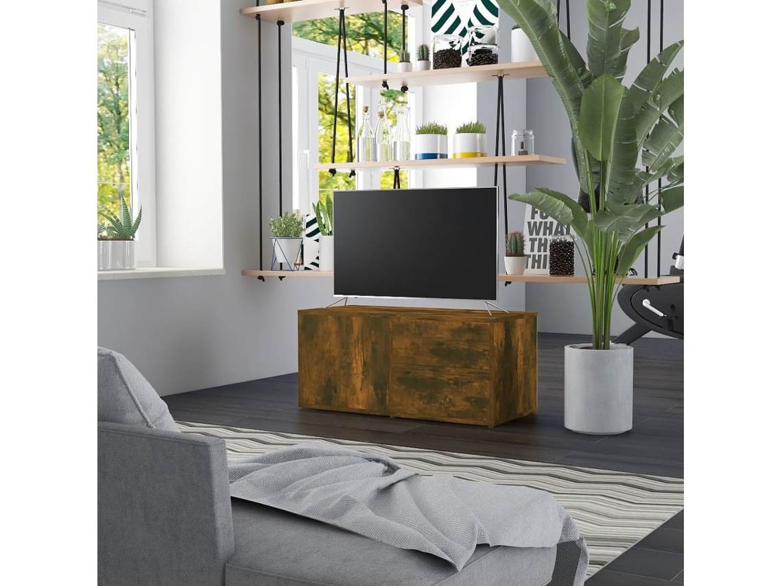 Mueble Tv 80 x 34 x 36 cm Derivados de Madera de Roble Ahumado - Derivados