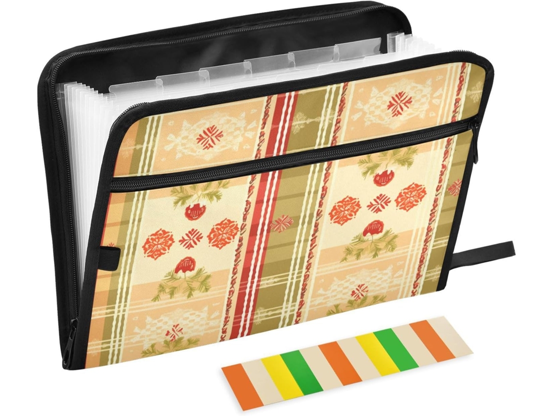 Besportble Archivador De Estilo Rústico Con Estampado Floral Rojo Y Verde Y Recibos Con Cremallera Para La ...