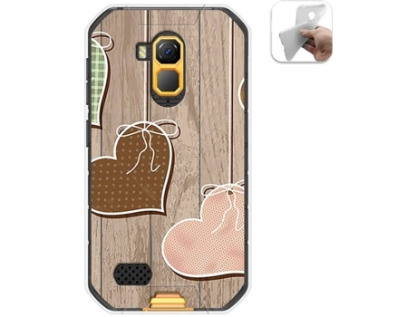 Carcasa Ulefone Armor X7 / X7 Pro TUMUNDOSMARTPHONE Corazones Madera Multicolor