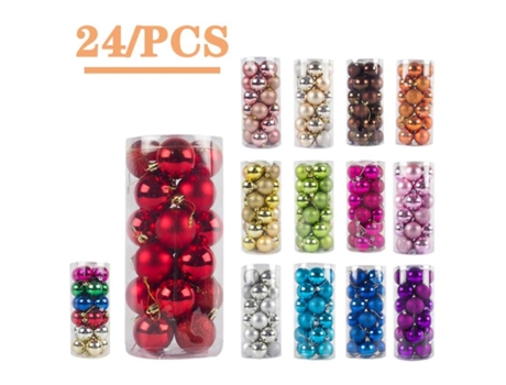 24 Bolas para Árbol de Navidad XGF (6 cm - Multicolor)