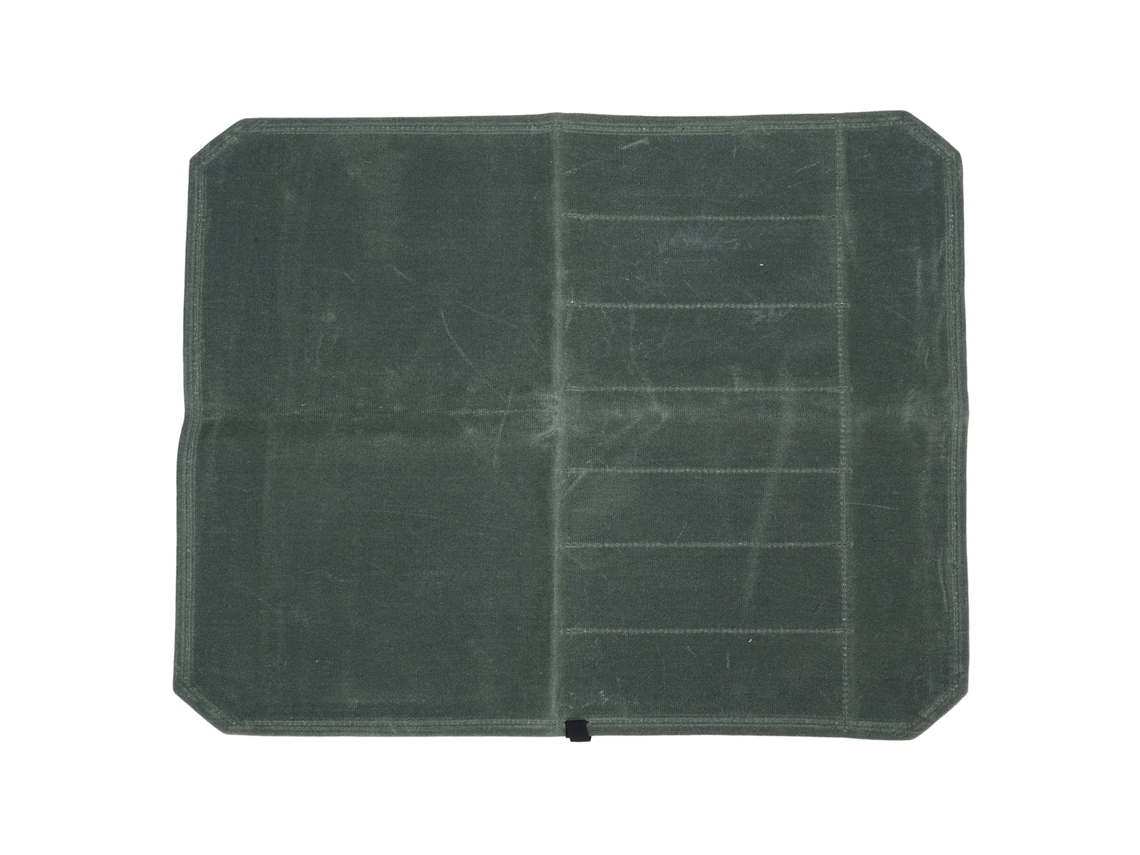 Estuche Enrollable De Lona Para Utensilios De Cocina Con 7 Compartimentos, Portátil Para Acampar Y Cocinar, Color Verde Oliva.